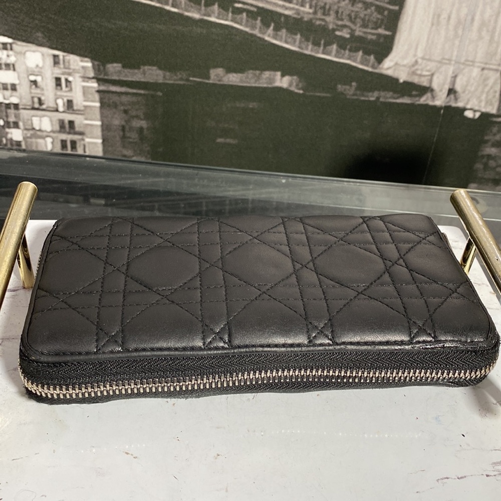 Authentic Christian Dior Cannage Leather Zippy Long Wallet - Picture 14 of 17